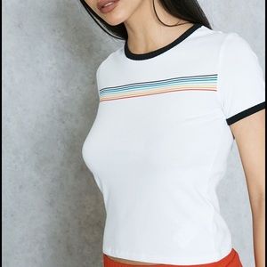 Forever 21 Tops 42 Forever Rainbow Striped Cropped Ringer